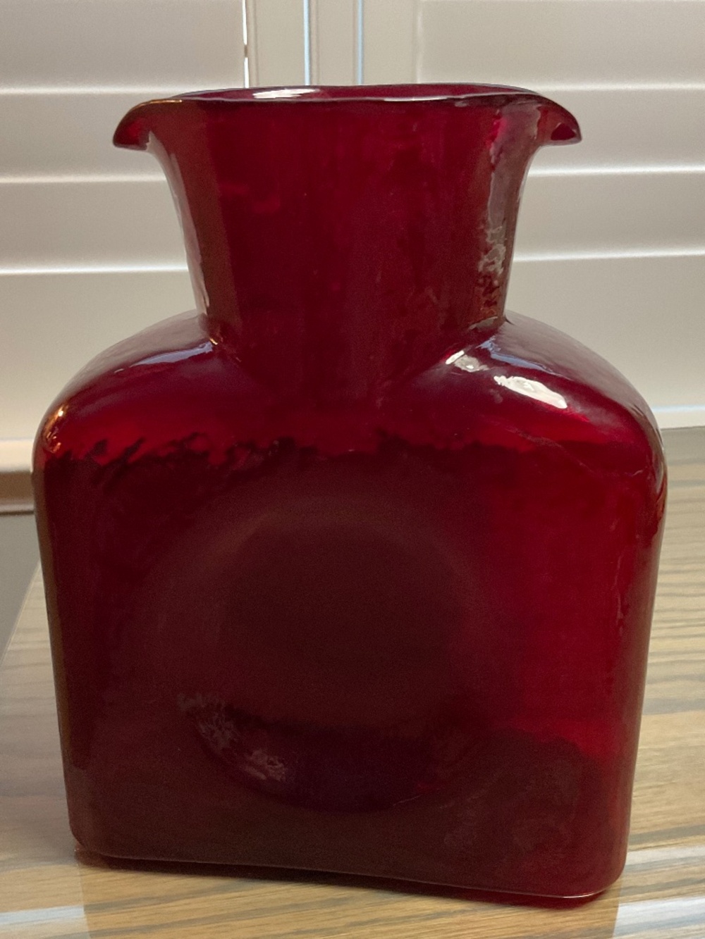 BLENKO vintage water bottle or vasedecanter in the jewel-toned ruby red color.